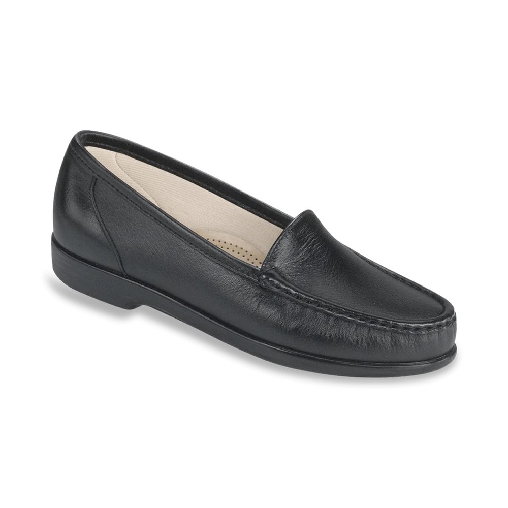 SAS Simplify Everyday Loafer Womens Size‎ 9.5 Slim Soft Black Leather Slip On